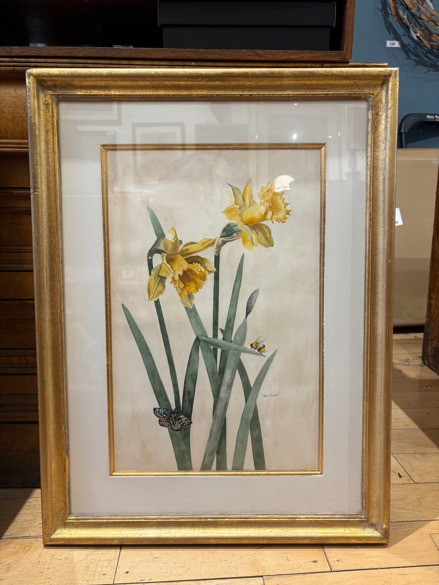 Signed Ruth Forbes Daffodil Watercolor