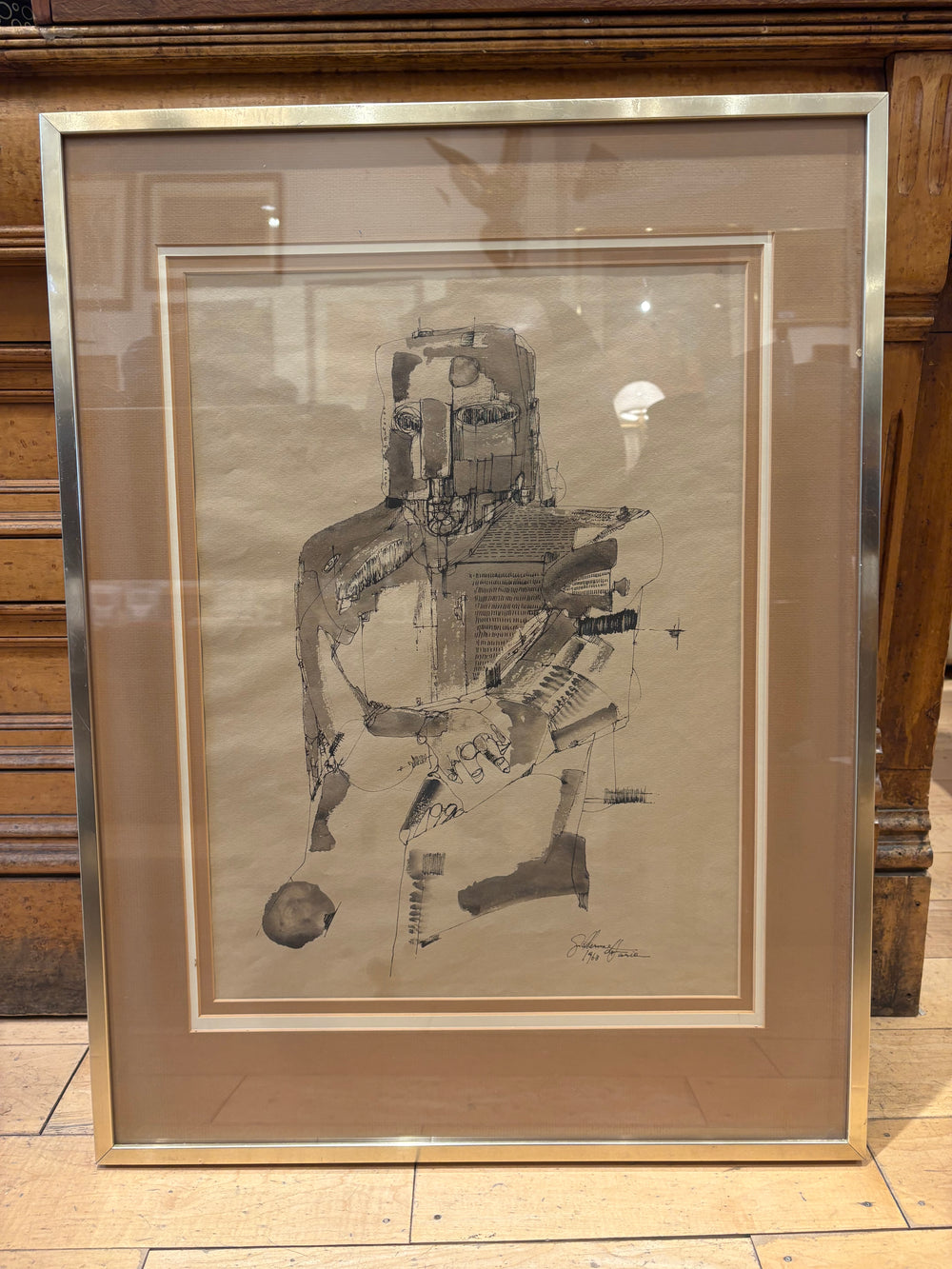 '63 Signed Guiherme de Faria Pen and Ink Drawing
