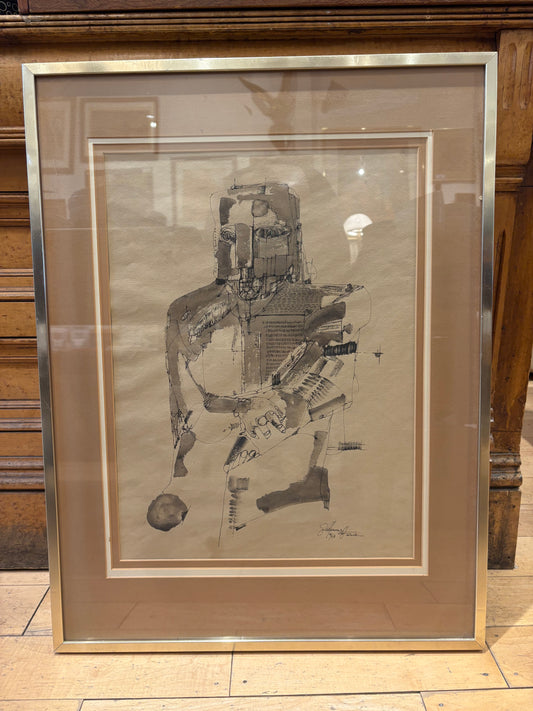 '63 Signed Guiherme de Faria Pen and Ink Drawing