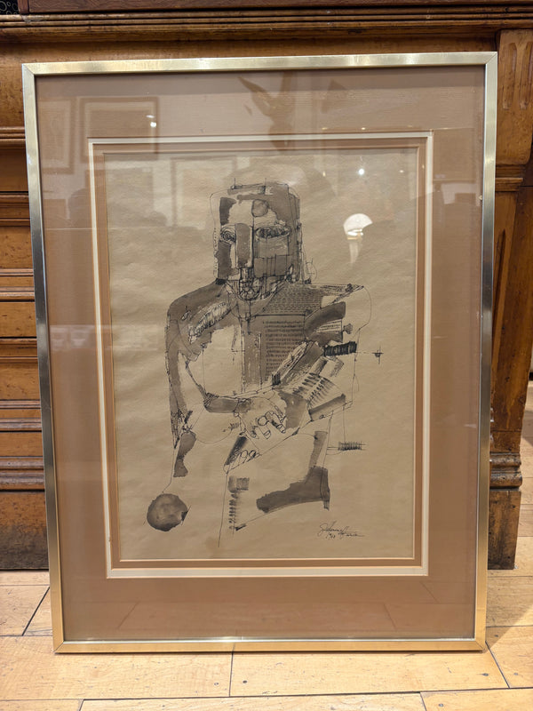 '63 Signed Guiherme de Faria Pen and Ink Drawing