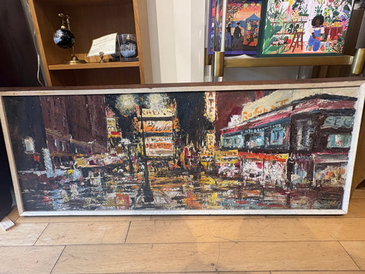 Signed Joe de Thomas City Streetscape Painting