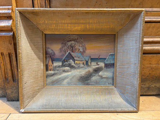 Signed Roth Small Snow Scene Painting