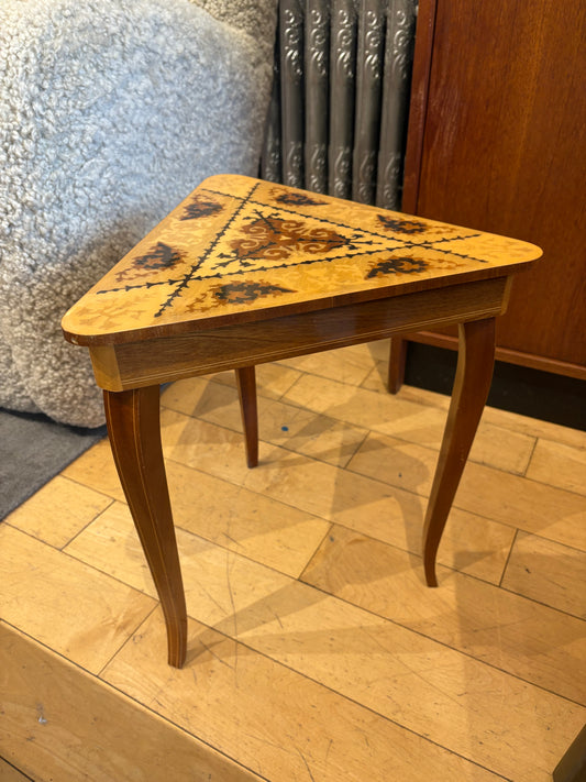 Lacquered Wood Triangular Side Table