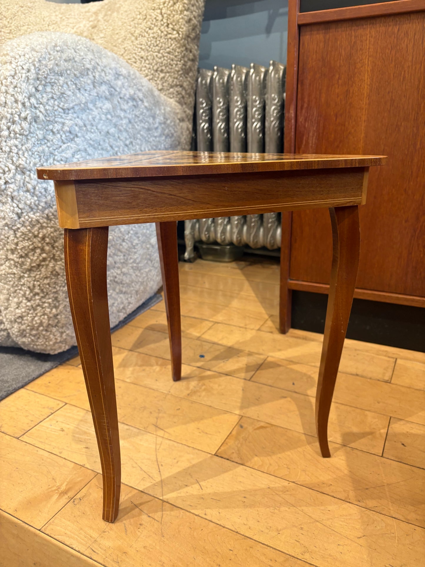 Lacquered Wood Triangular Side Table