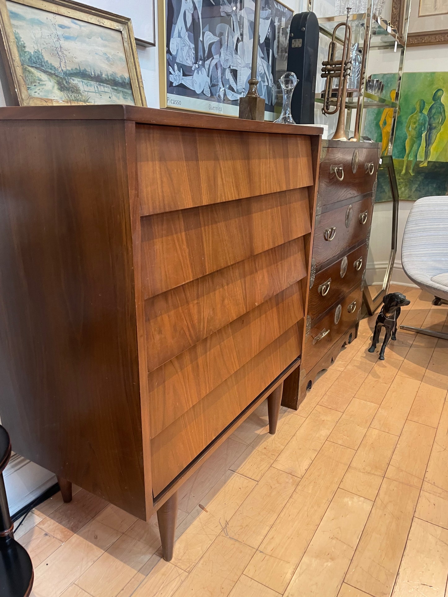 Vintage Henredon Offset 5 Drawer Dresser