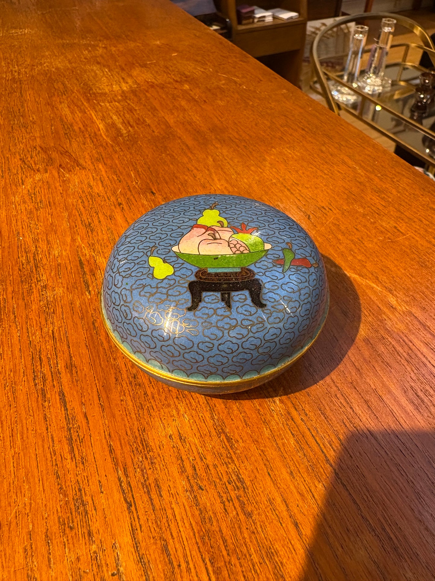 Round Cloisonne Box with Fruit
