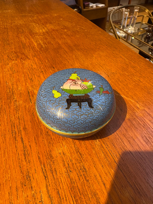 Round Cloisonne Box with Fruit