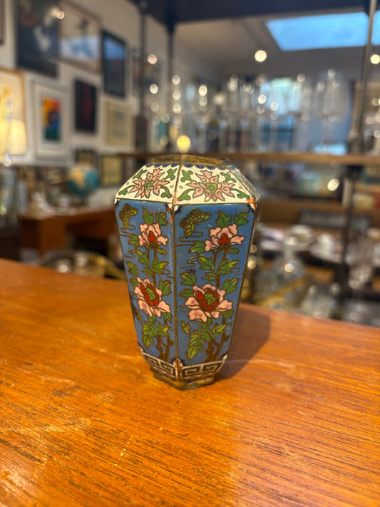 Small Blue Angular Cloisonne Vase