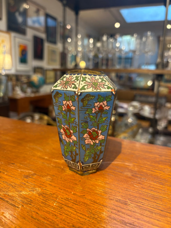Small Blue Angular Cloisonne Vase