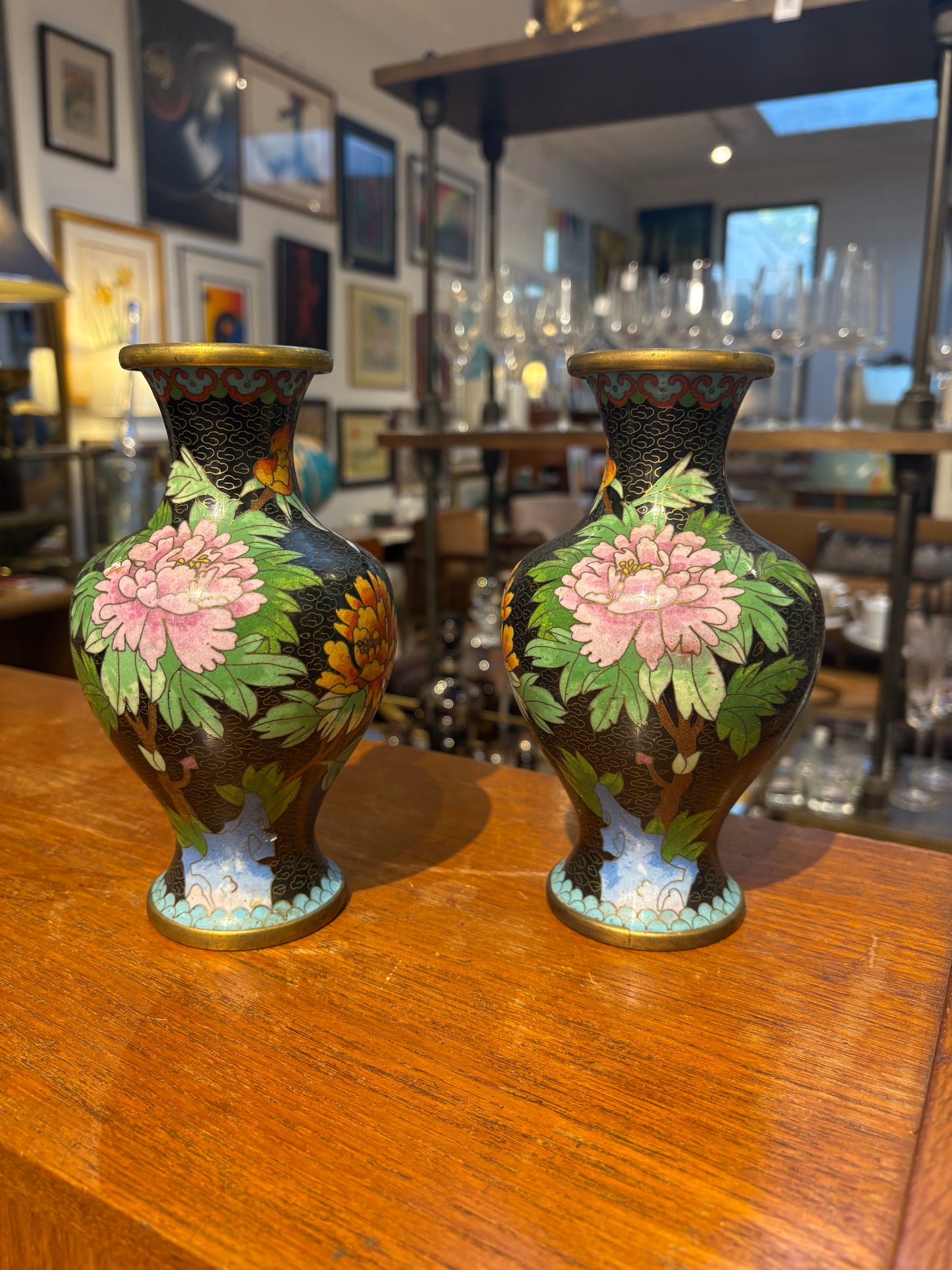 Medium Black Cloisonne Vase