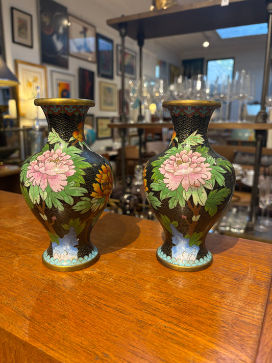 Medium Black Cloisonne Vase