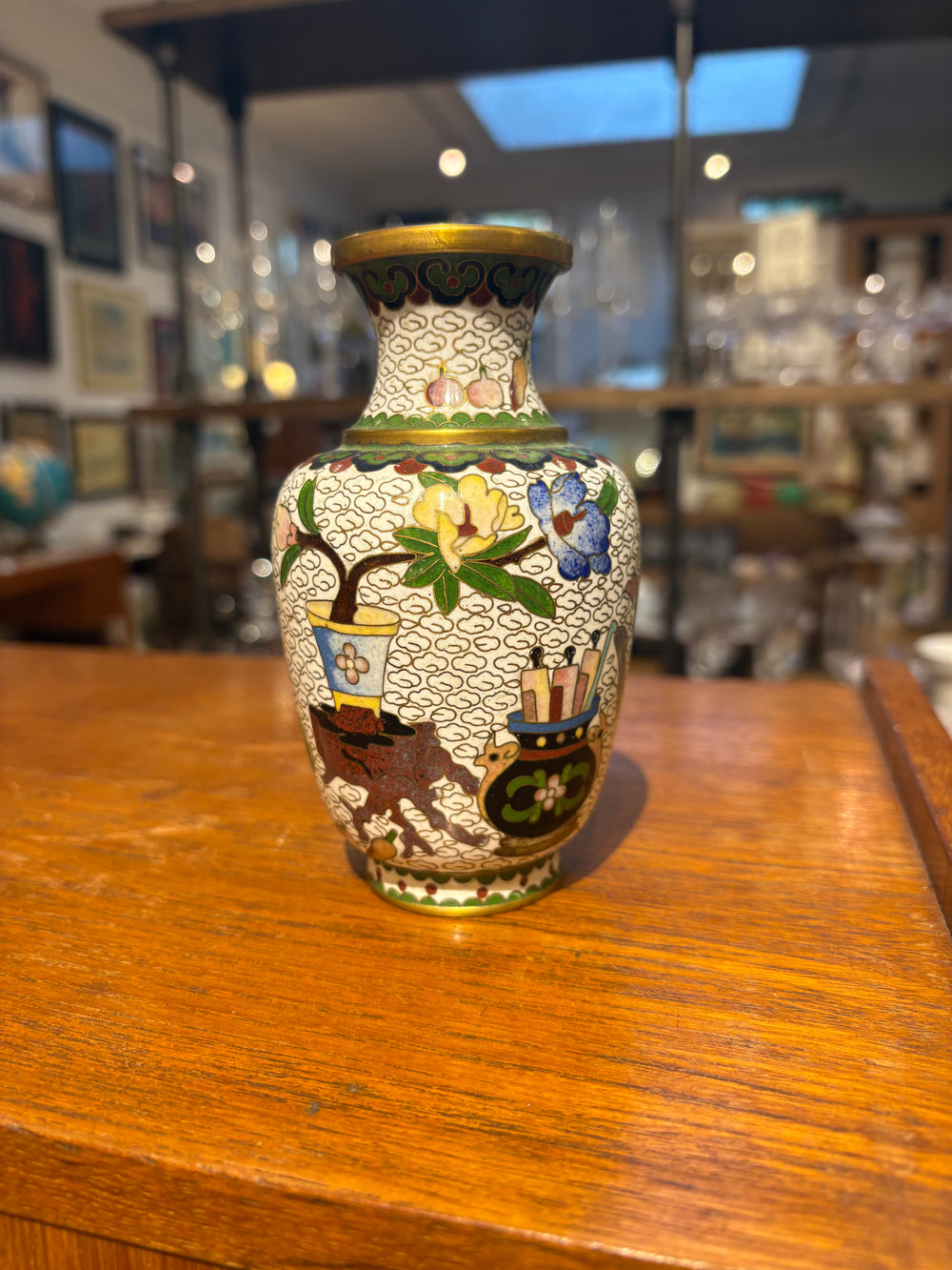 Small White Cloisonne Vase