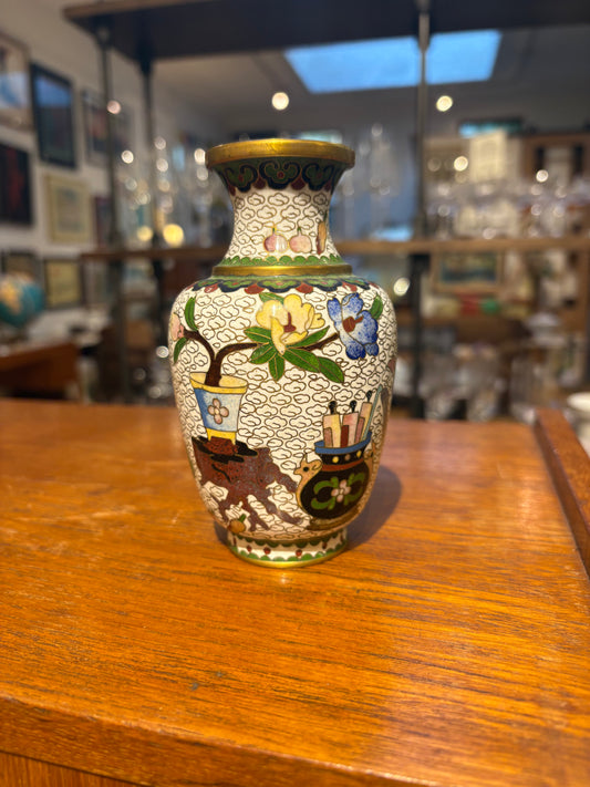 Small White Cloisonne Vase