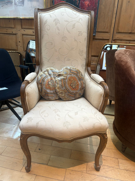 Tall Back Upholstered Armchair with 2 Round Pillows