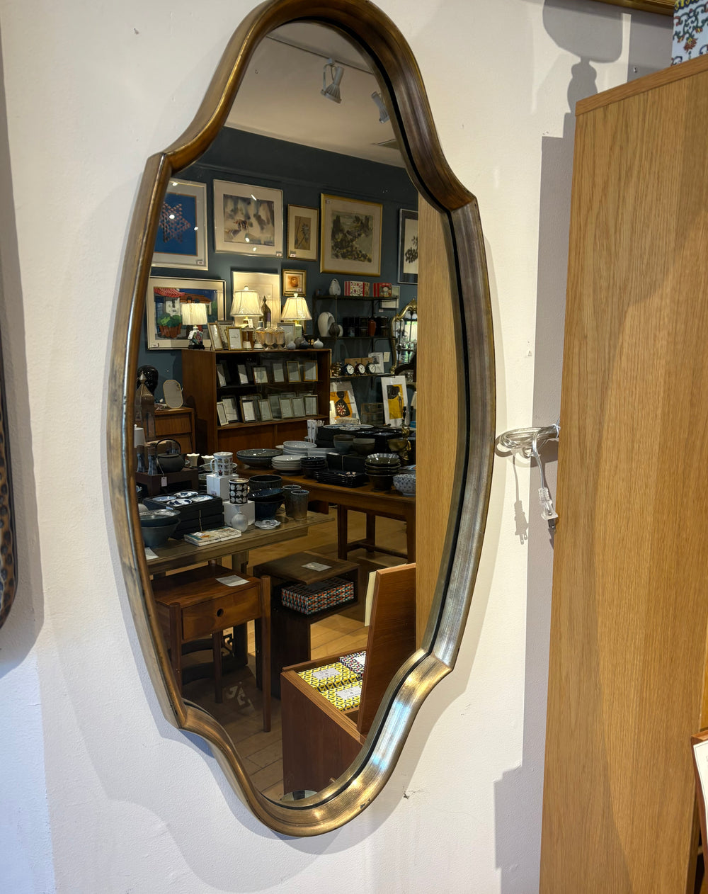 Long Geometric Oval Gold Mirror