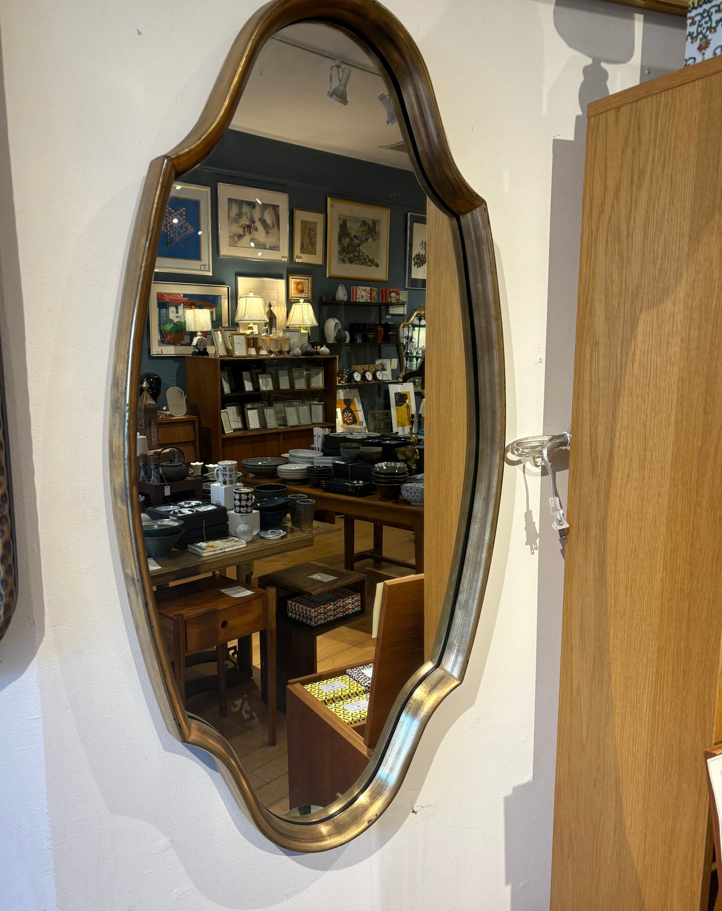 Long Geometric Oval Gold Mirror