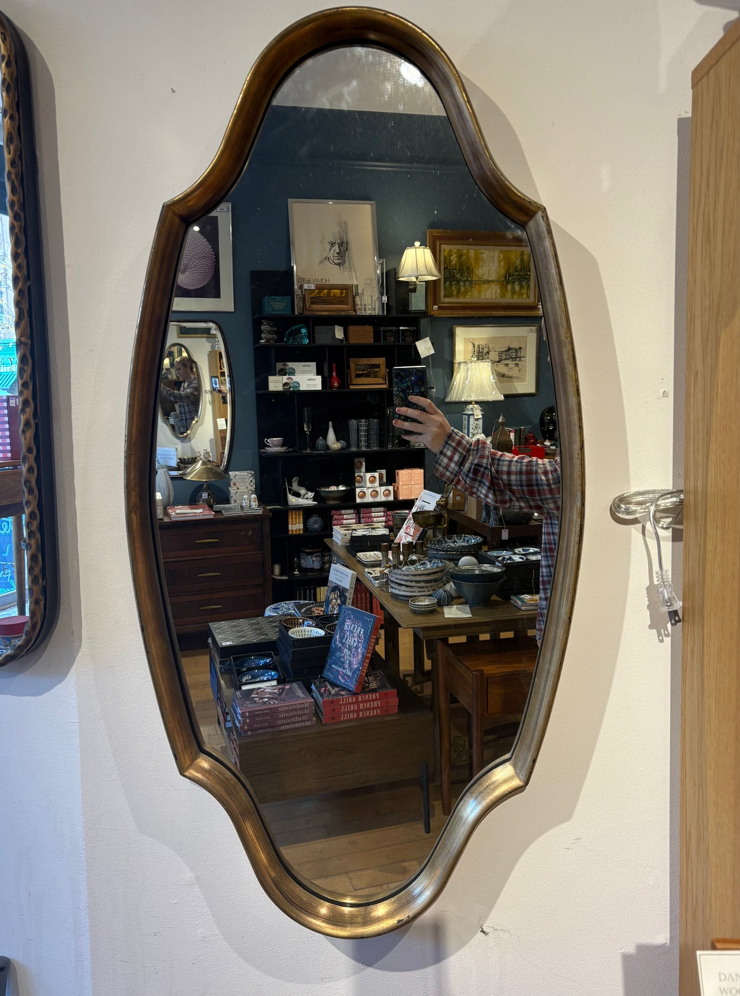 Long Geometric Oval Gold Mirror