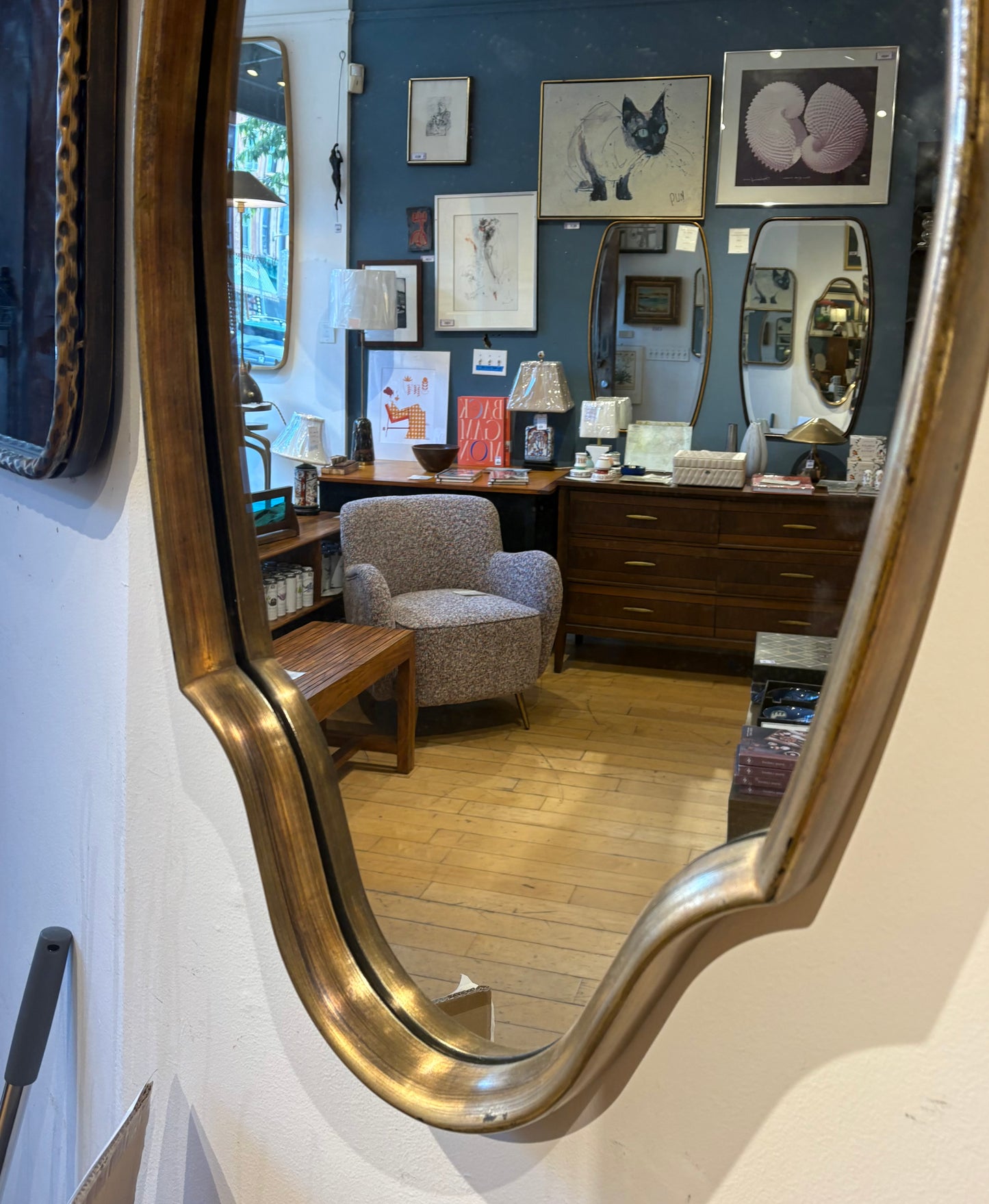 Long Geometric Oval Gold Mirror