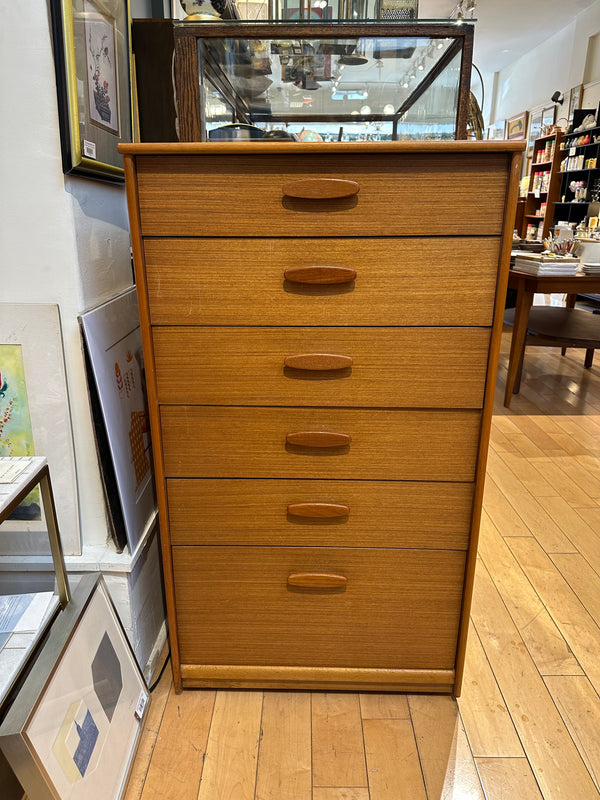 6 Drawer Narrow Teak Dresser