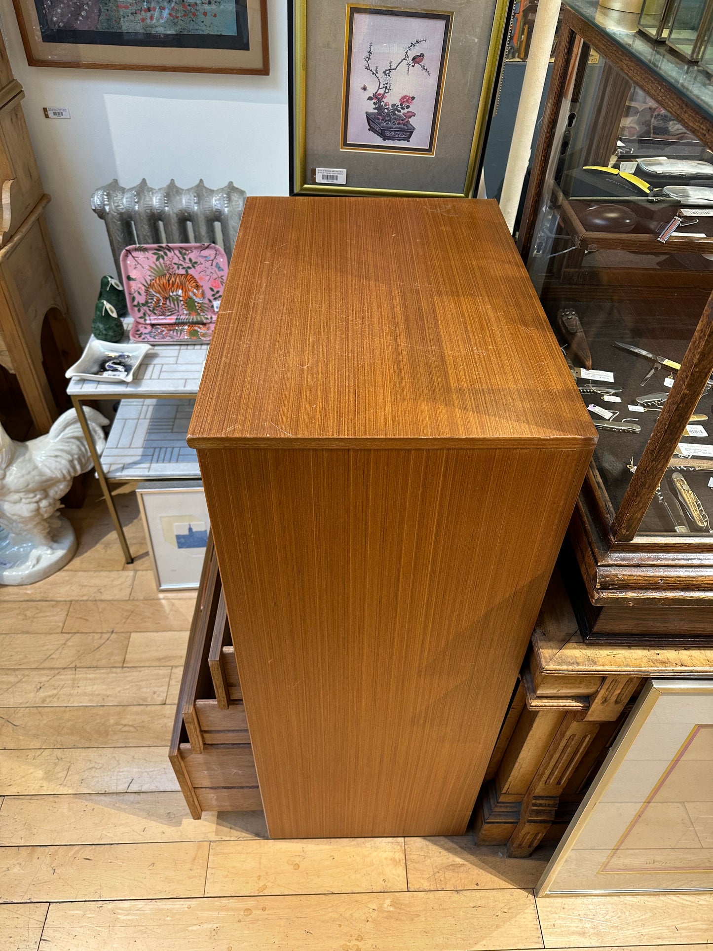 6 Drawer Narrow Teak Dresser