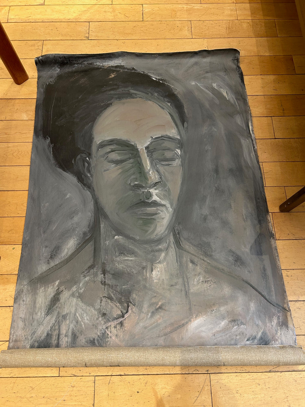 Signed 1983 Unframed Canvas Art: Portrait