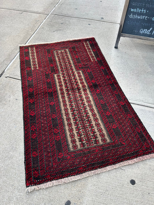 35"x 60" Red, Black and Tan Rug