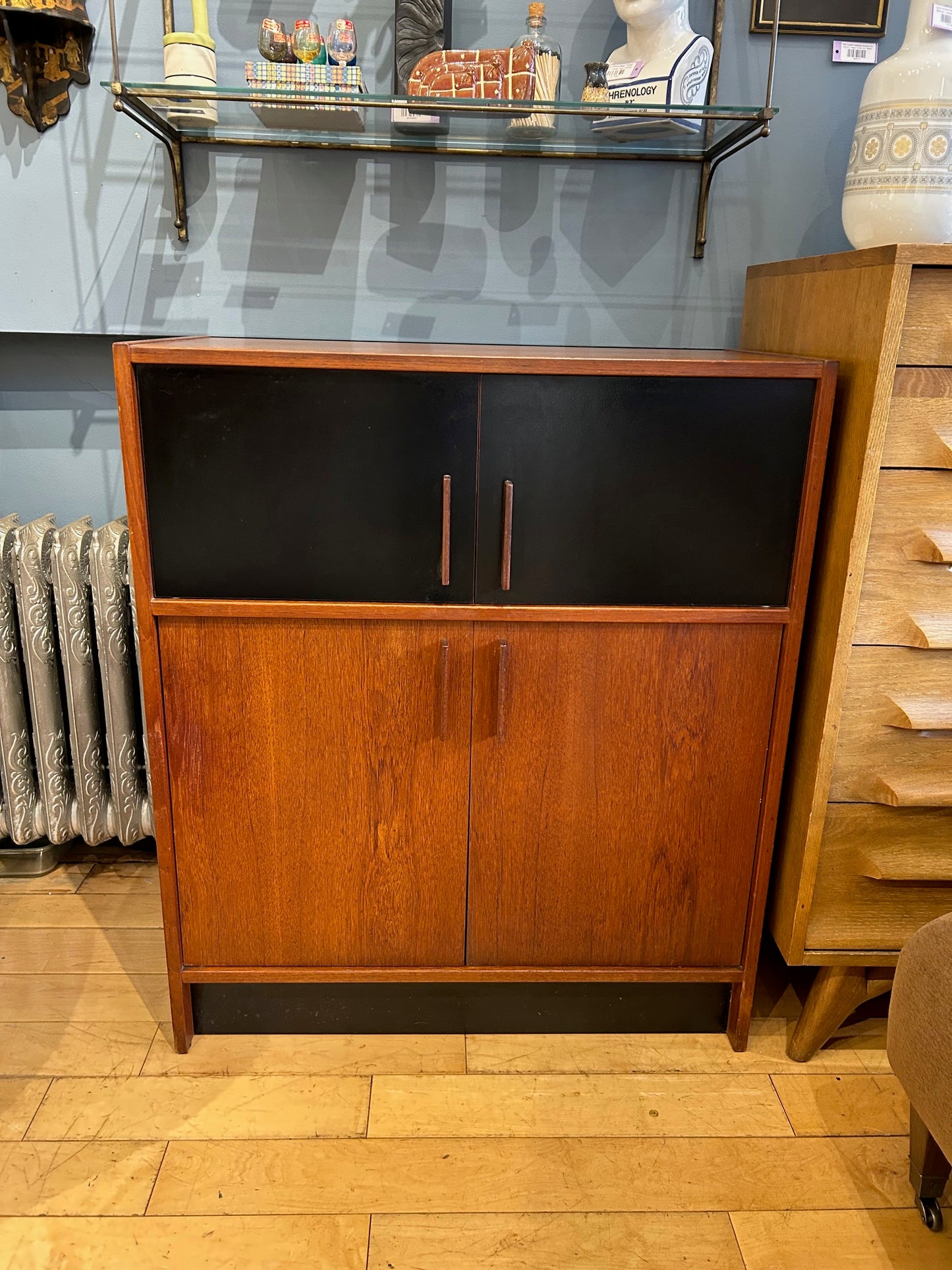 Teak Two-Tone 4 Door Cabinet