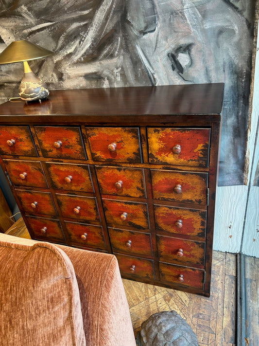 Apothecary Style Painted Cabinet with 4 Drawers
