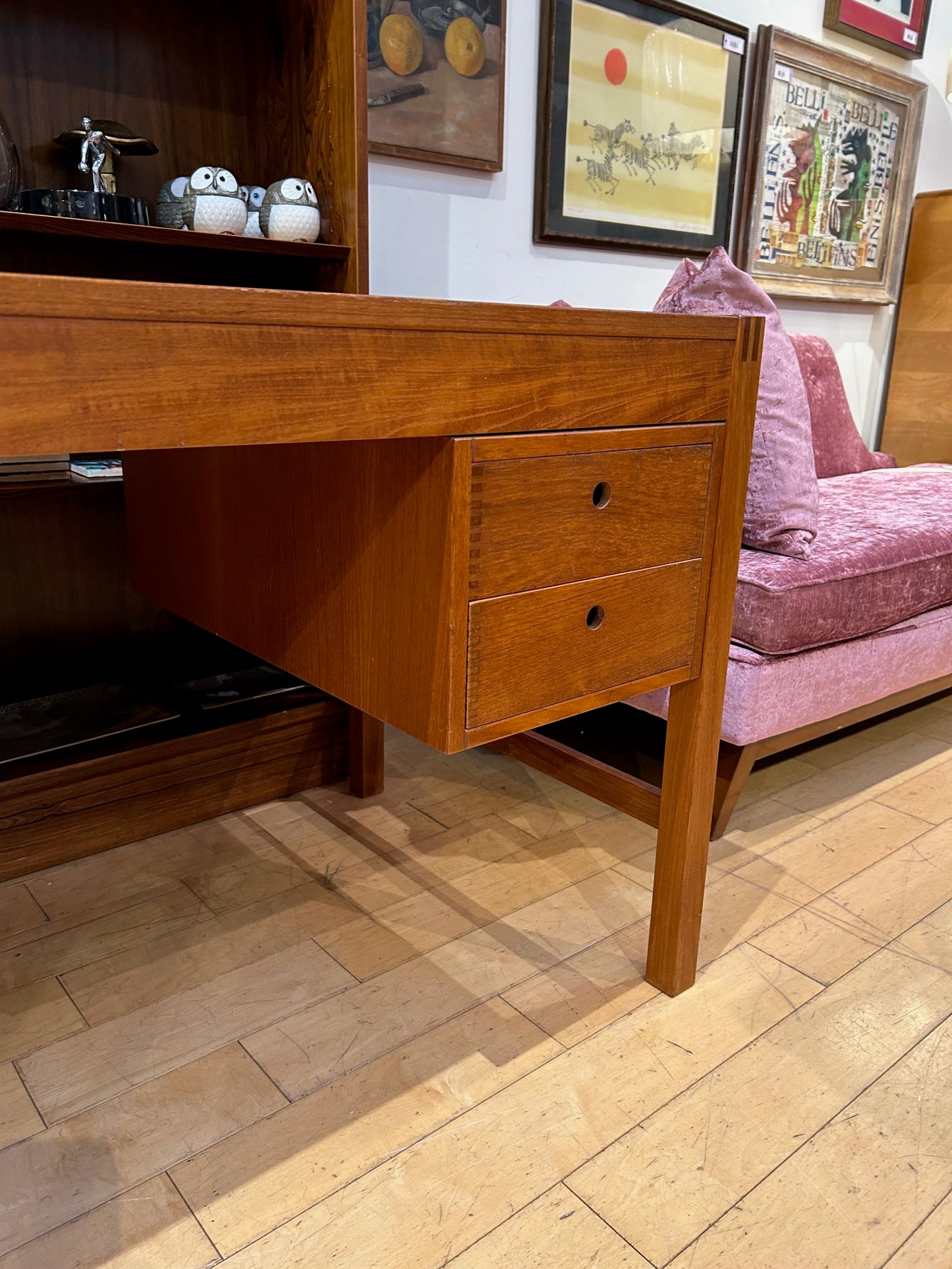 Danish Dovetail Top Desk with Adjustable Drawers