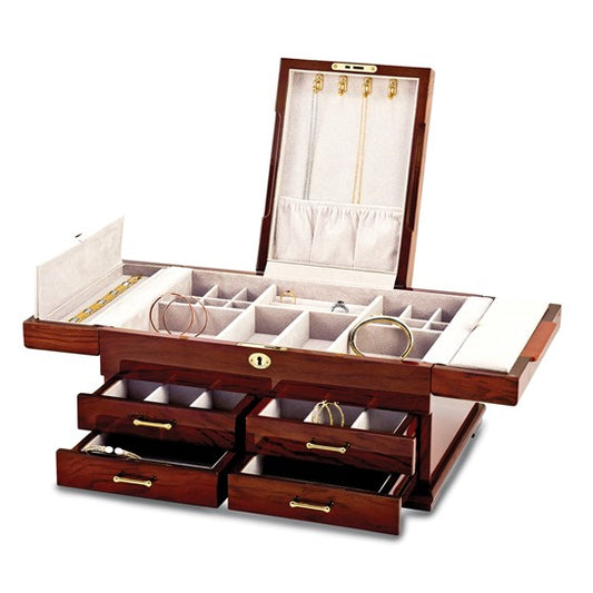 Large Burlwood (Mapa) Bubinga Inlay Jewelry Box