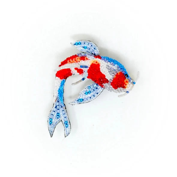 Kohaku Koi Fish Brooch Pin