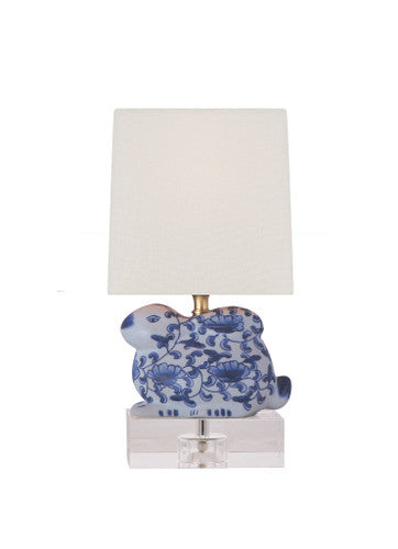 Small Blue and White Bunny Lamp