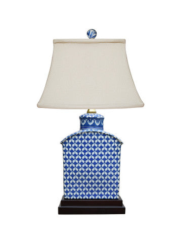 Curved Top Blue and White Table Lamp