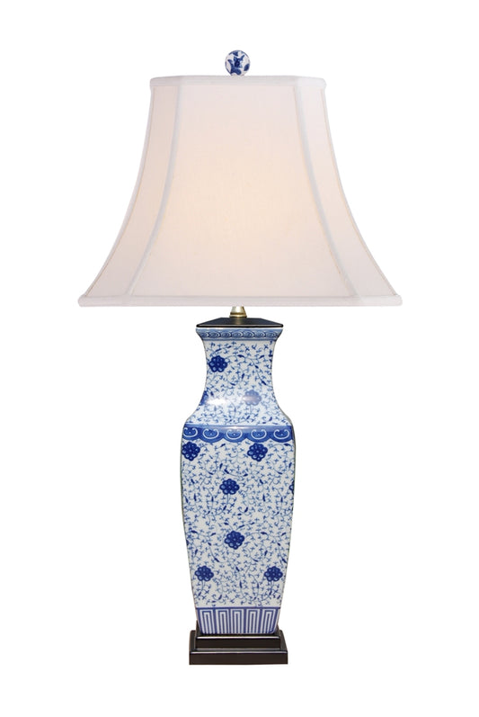 Porcelain English Rectangle Vase Table Lamp