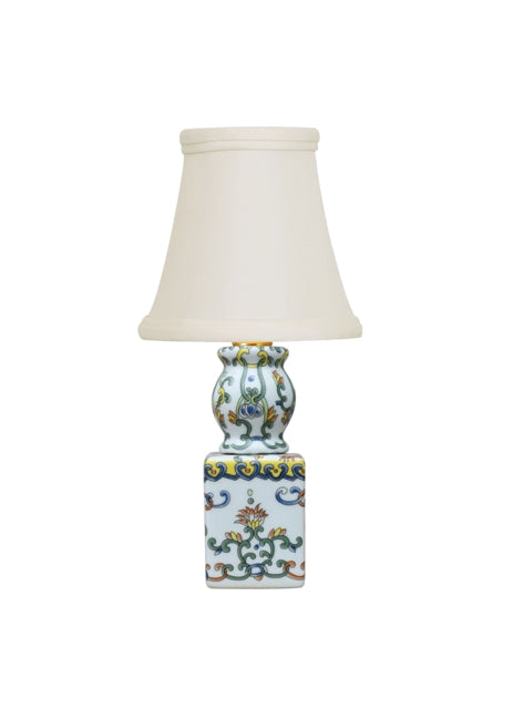 Tiny Blue and Yellow Powder Room Lamp