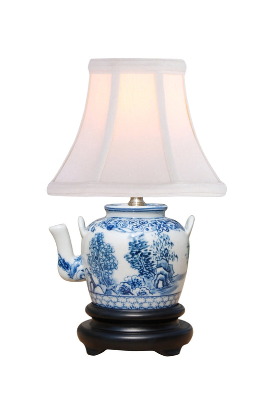 Small Blue & White Porcelain Tea Pot Lamp