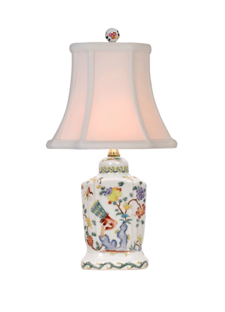 14" Peacock Tea Jar Porcelain  Lamp