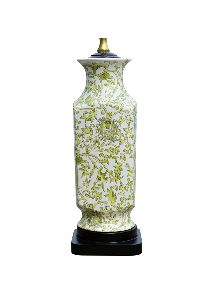 Large Green Floral Lamp