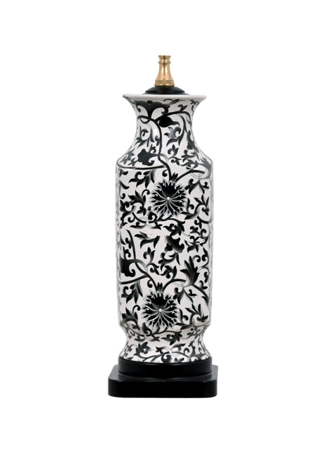 Black Floral Design Large Table Lamp