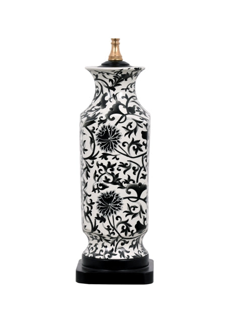 Black Floral Design Large Table Lamp