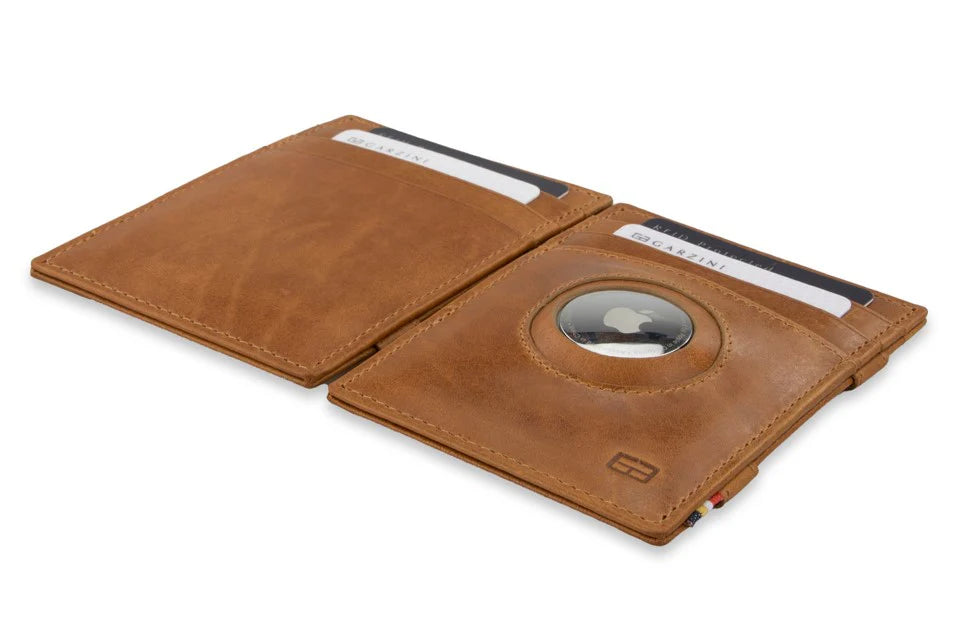 Brushed Cognac Essenziale Magic AIRTAG Wallet