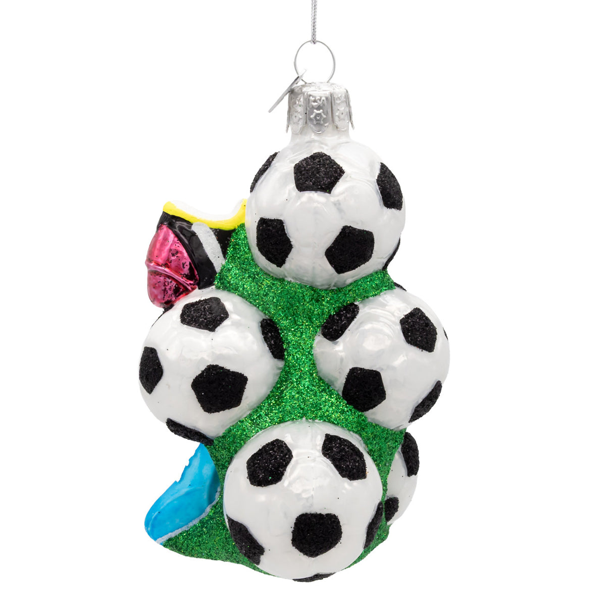 Soccer Balls with Cleats Glass Ornament