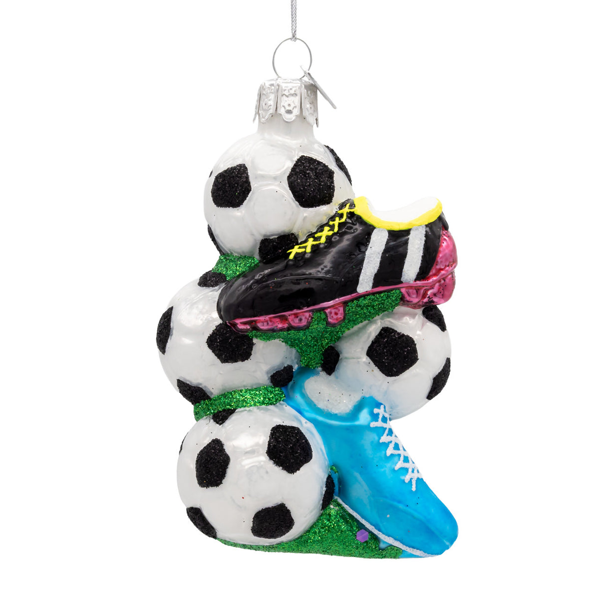 Soccer Balls with Cleats Glass Ornament