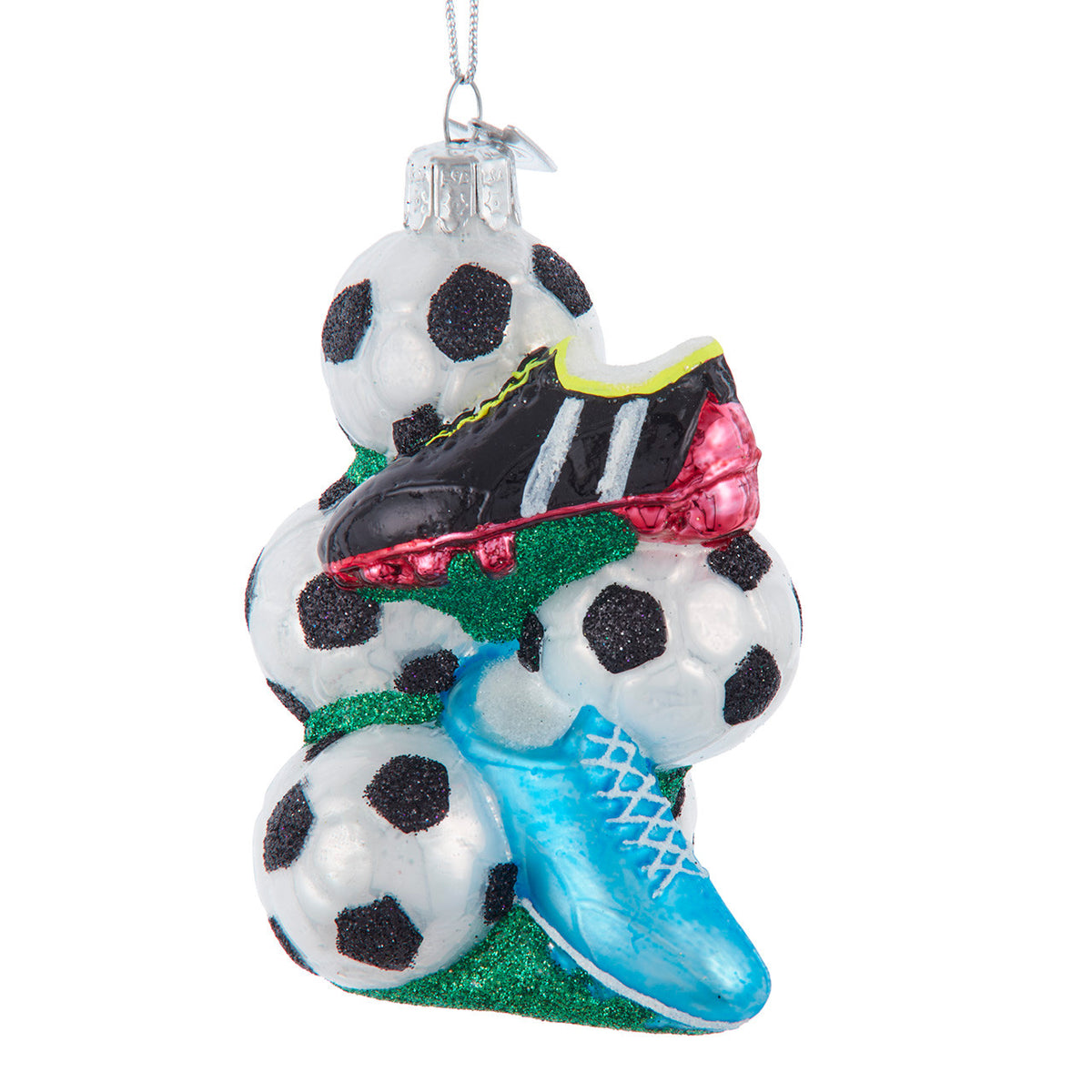 Soccer Balls with Cleats Glass Ornament
