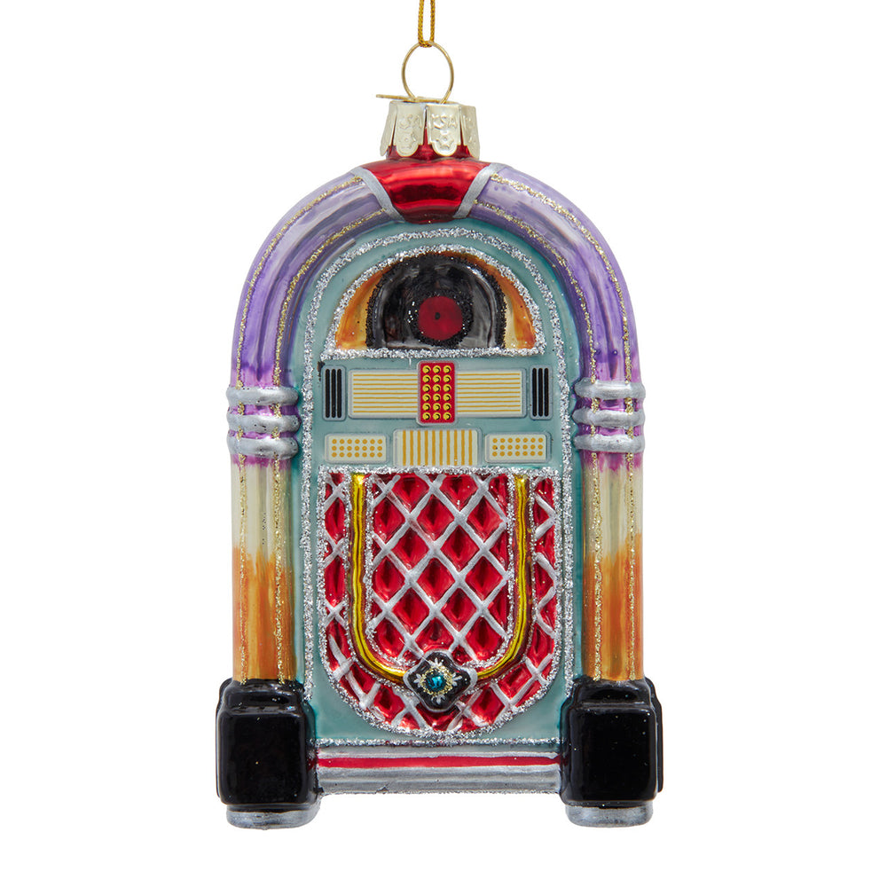 Retro Juke Box Glass Ornament