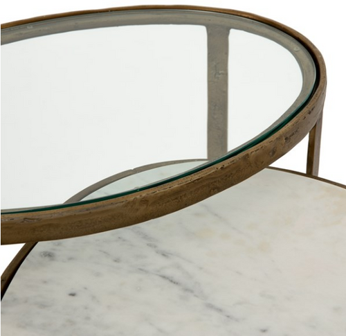 Marble, Glass and Brass Finished Nesting Coffee Table