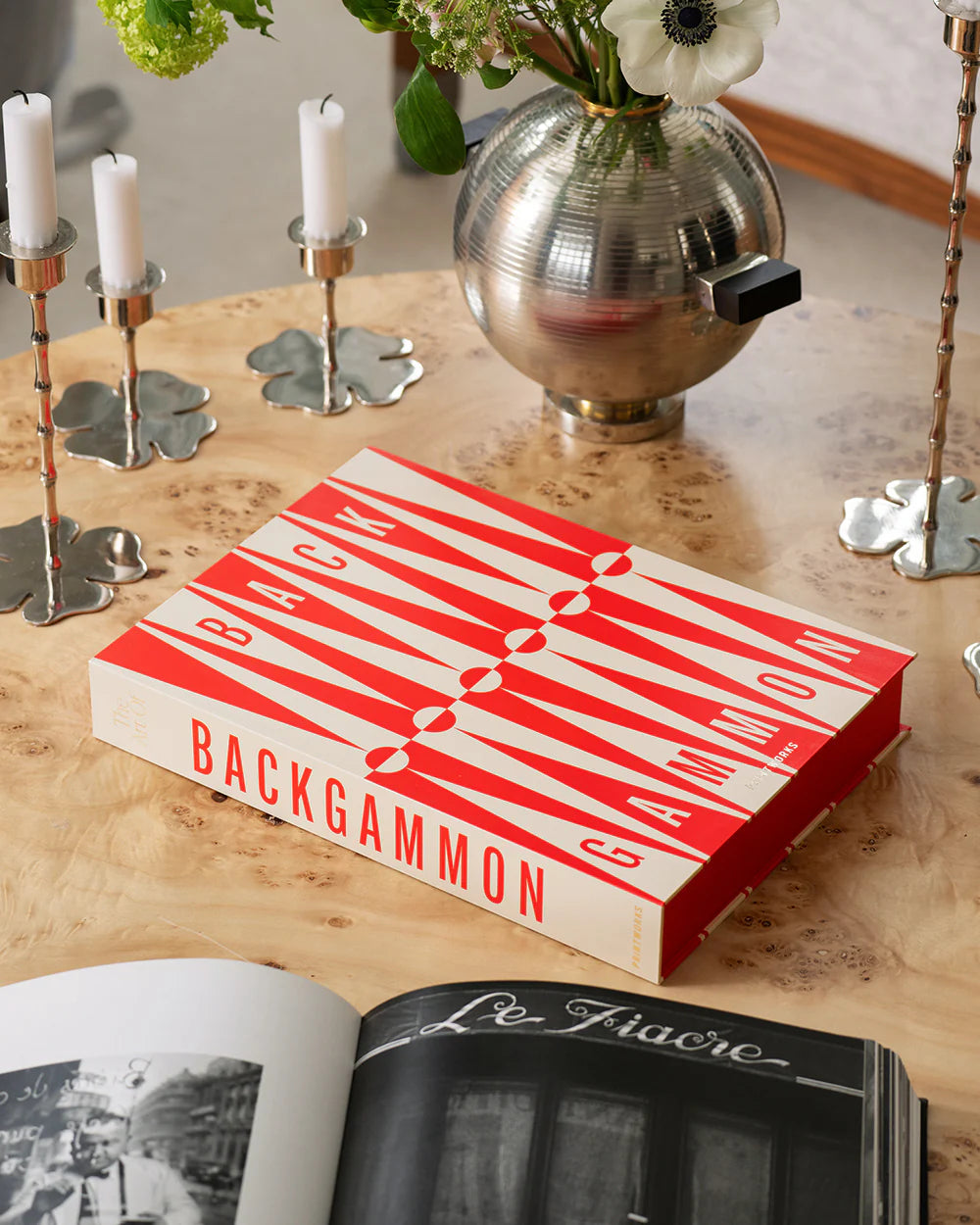 Art of Backgammon Set-Red/Cream