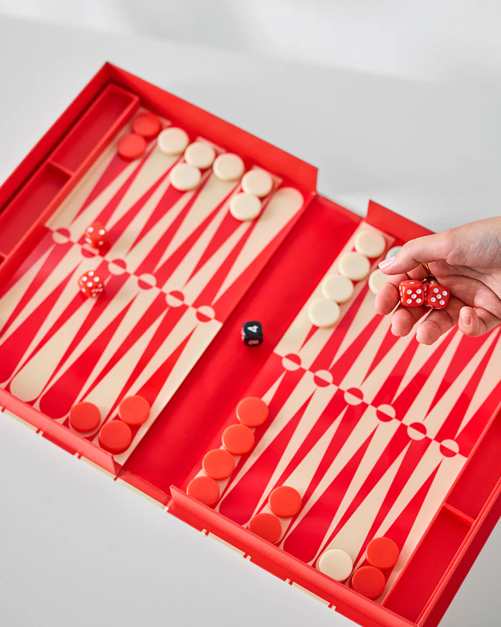 Art of Backgammon Set-Red/Cream