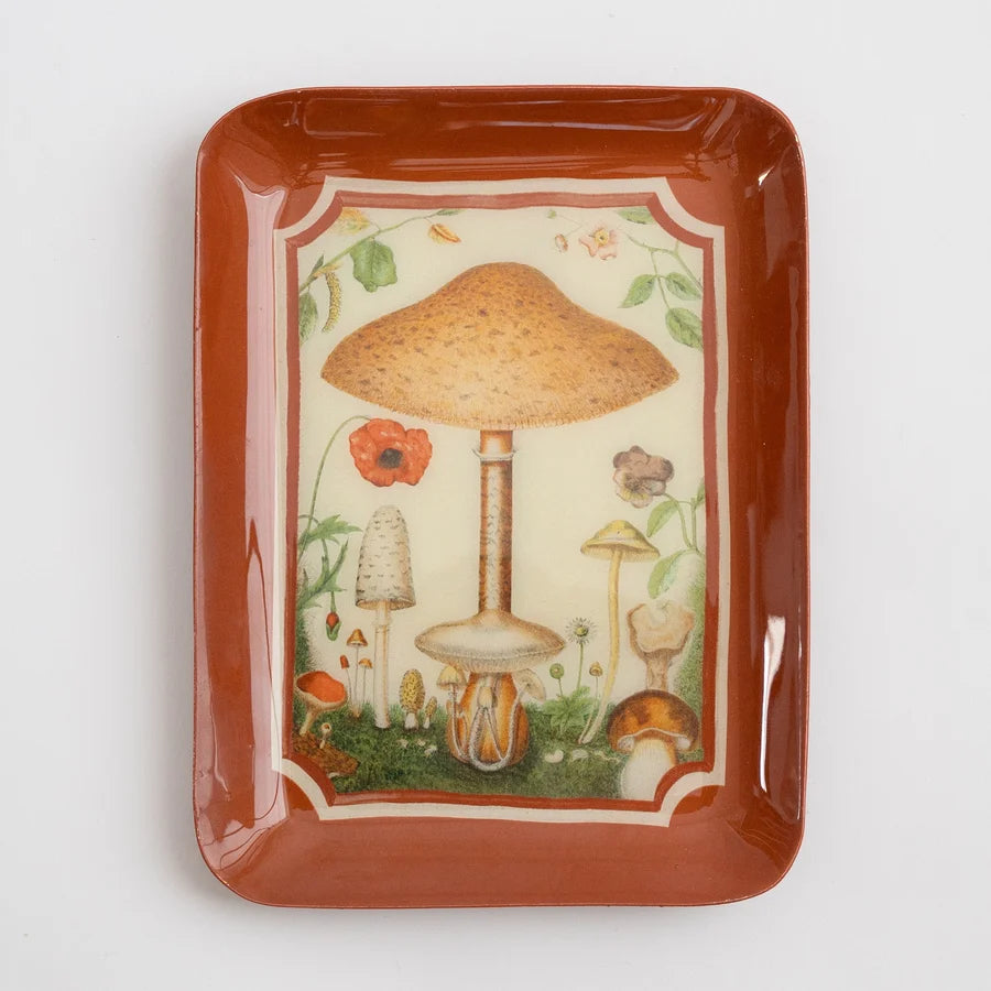 Rectangular Enamel Tray - Fungi