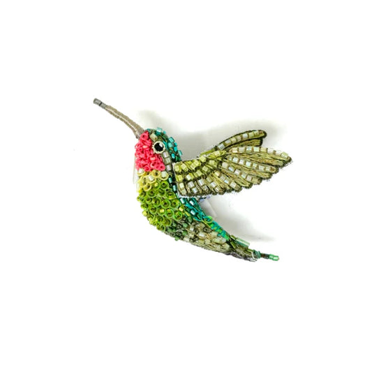 Ruby Throated Hummingbird Brooch Pin